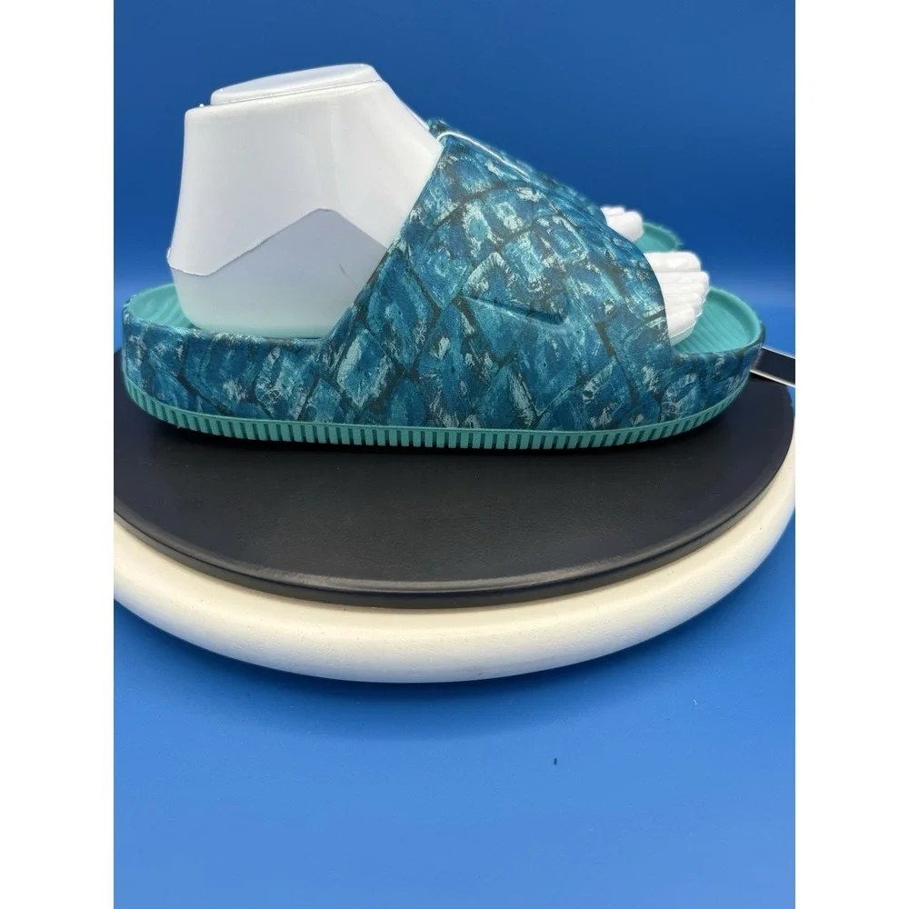 Nike Calm x NorBlack NorWhite Women's Size 8 Turquoise Slip On Slides Sandals‎